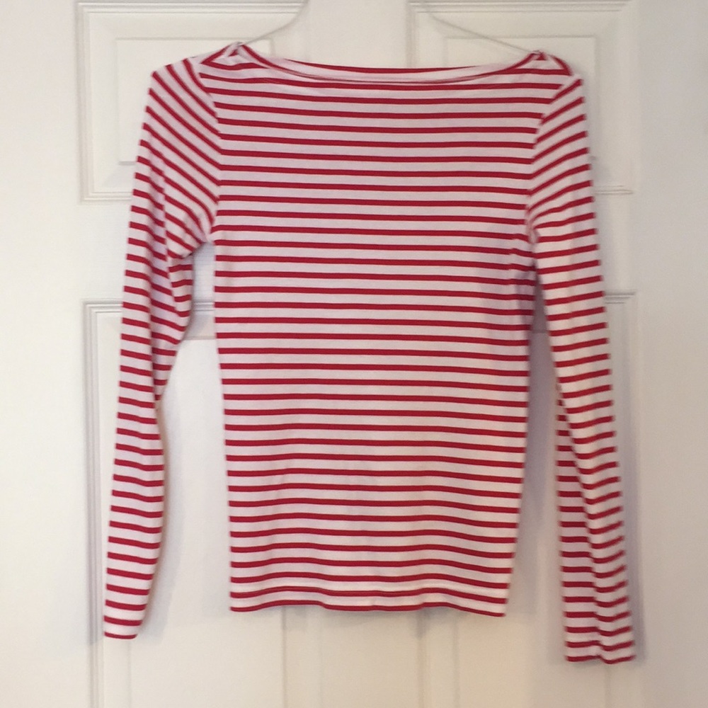 Gap long sleeve red & white striped shirt S